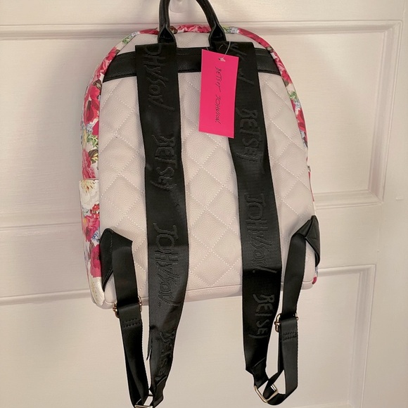 BETSEY JOHNSON Floral Quilted Backpack - Grey Multi - NEW WITH TAGS main image 8